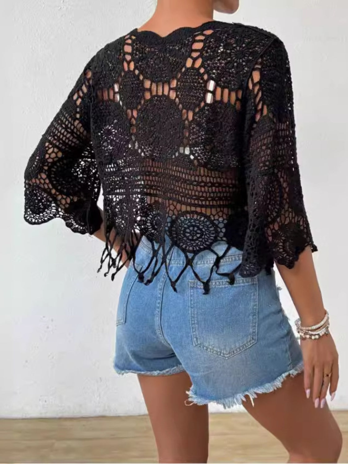 Openwork Round Neck Cover-Up